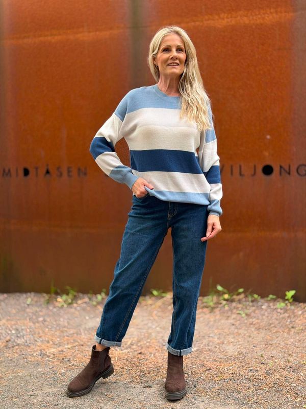 Nira Genser Striper Blå