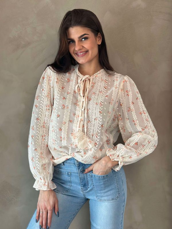 Hermine Bluse Orange Blomster
