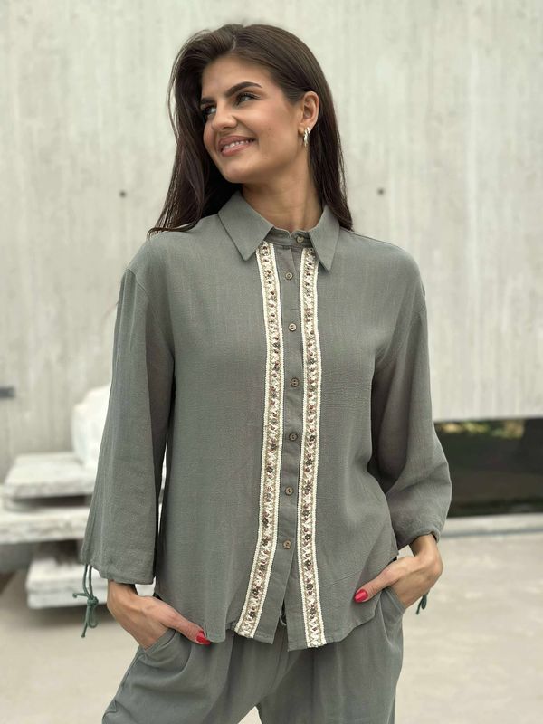 Tilla Linbluse Khaki