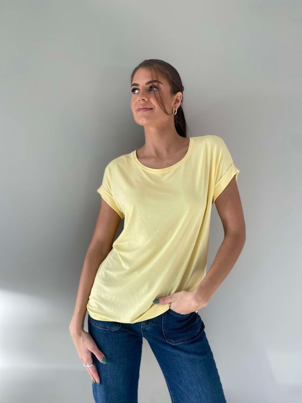 Pepper Basic T-Skjorte Rund Hals Gul