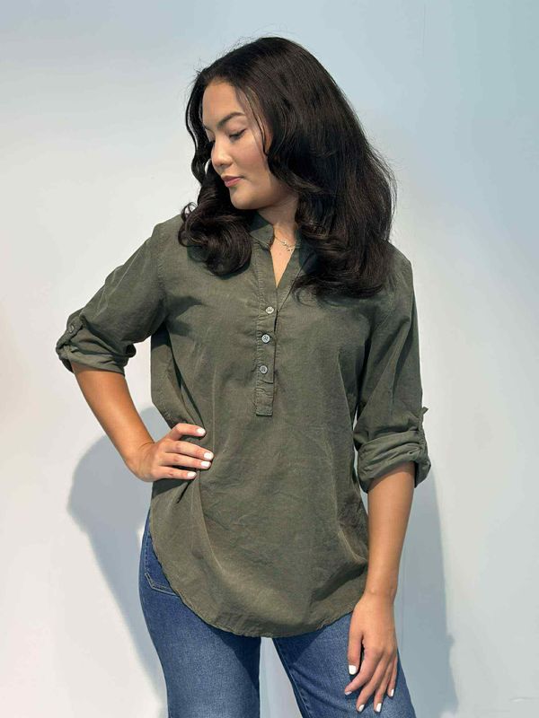 Cord Skjortebluse Khaki Grønn
