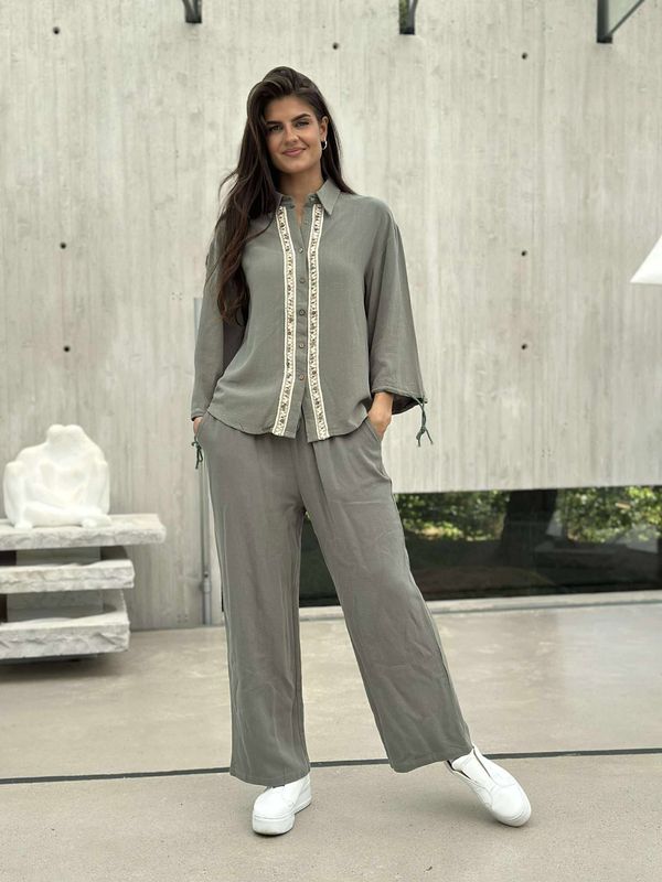 Tilla Linbluse Khaki