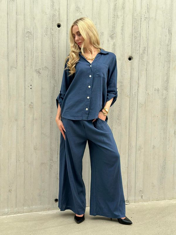 Sansa Lin Bluse Marine Blå