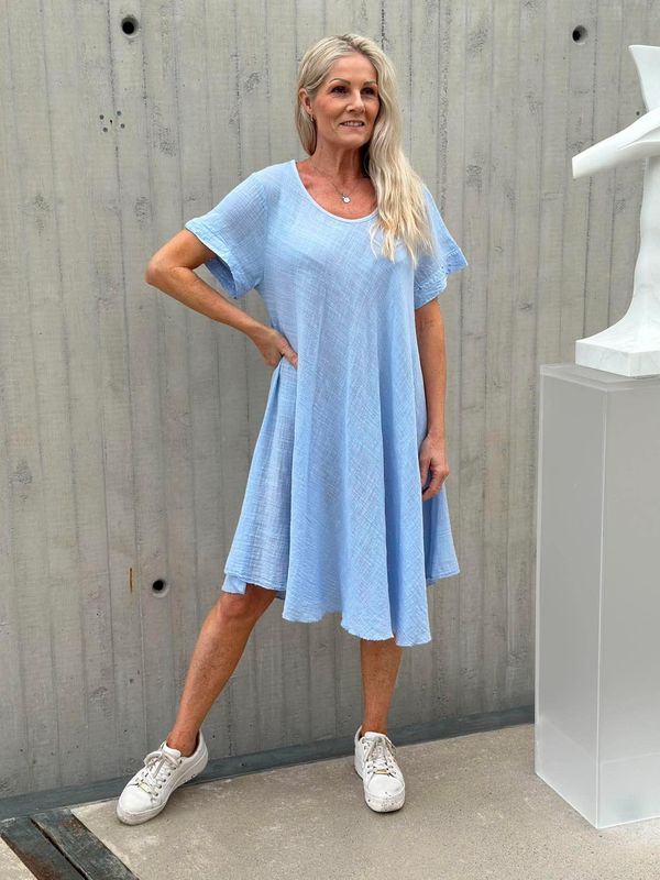 Linda Kjole Plain Lys Blå
