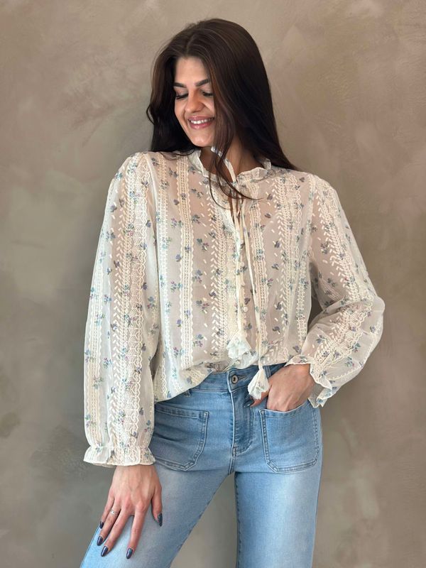 Hermine Bluse Blå Blomster