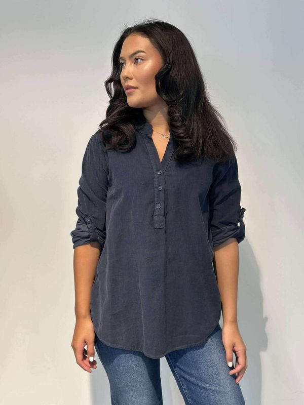 Cord Skjortebluse Navy