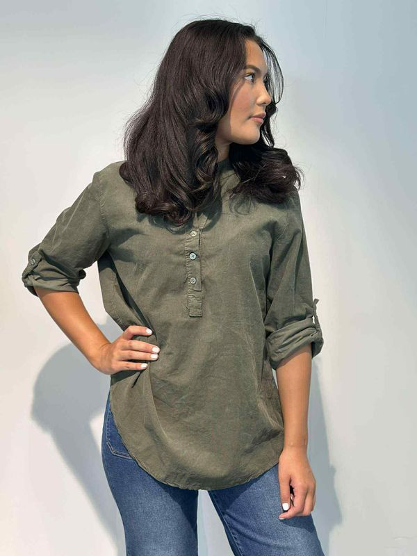 Cord Skjortebluse Khaki Grønn