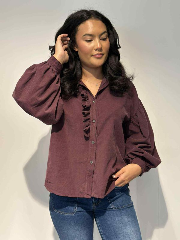 Ellinor Cord Bluse Vinrød