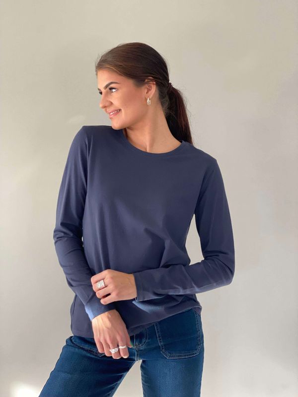 Pepper Basic Longsleeve Rund Hals Marine Blå