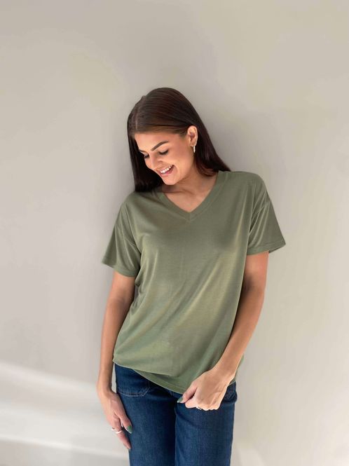Hovedbilde Pepper Basic T-Skjorte V-Hals Khaki Grønn